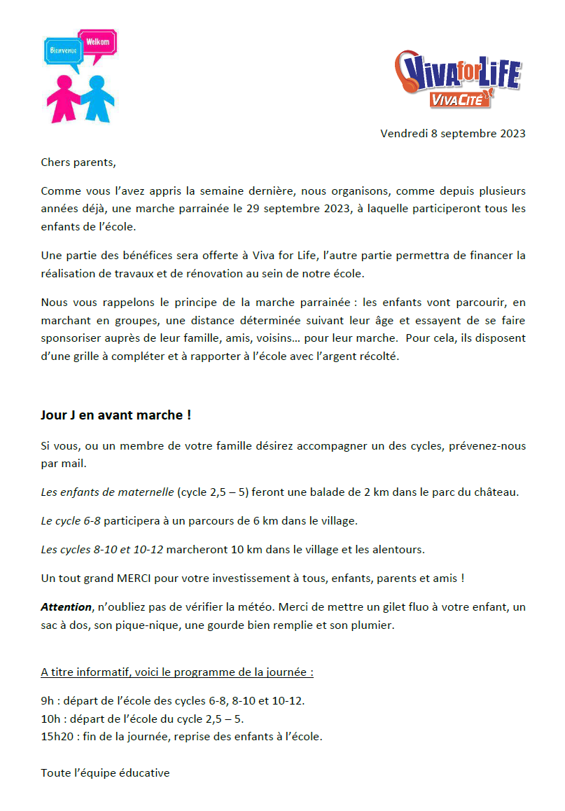 Marche parrainée courrier