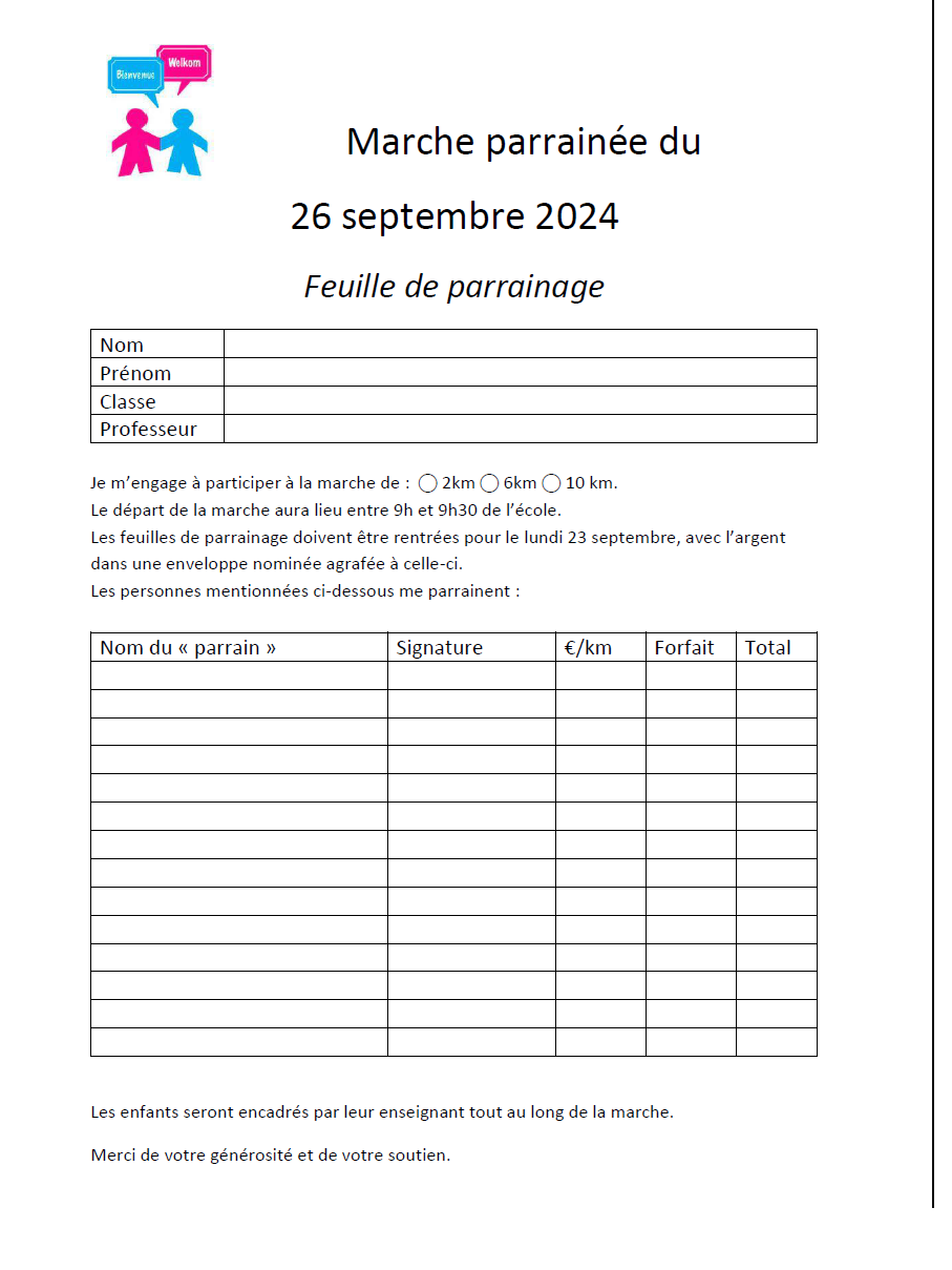 Marche feuille parrainage
