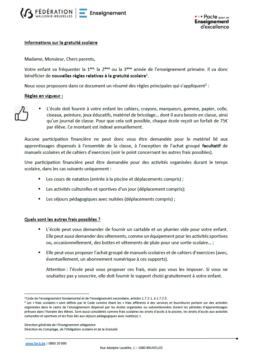 Gratuité prim 123 A