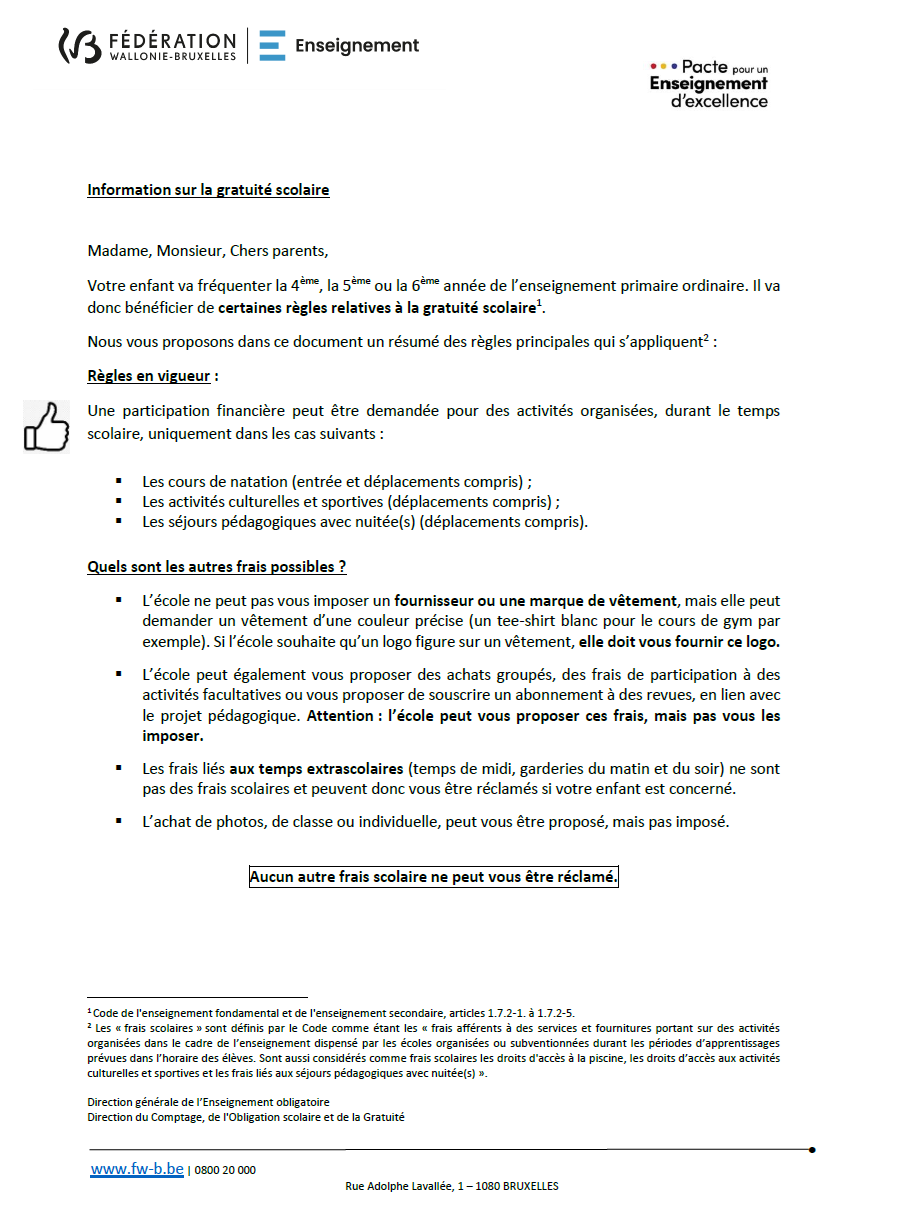 Gratuité prim 456 A