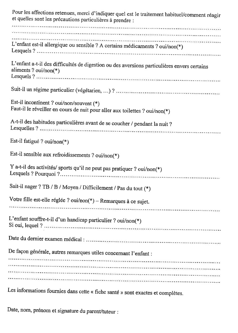 Fiche médicale 2