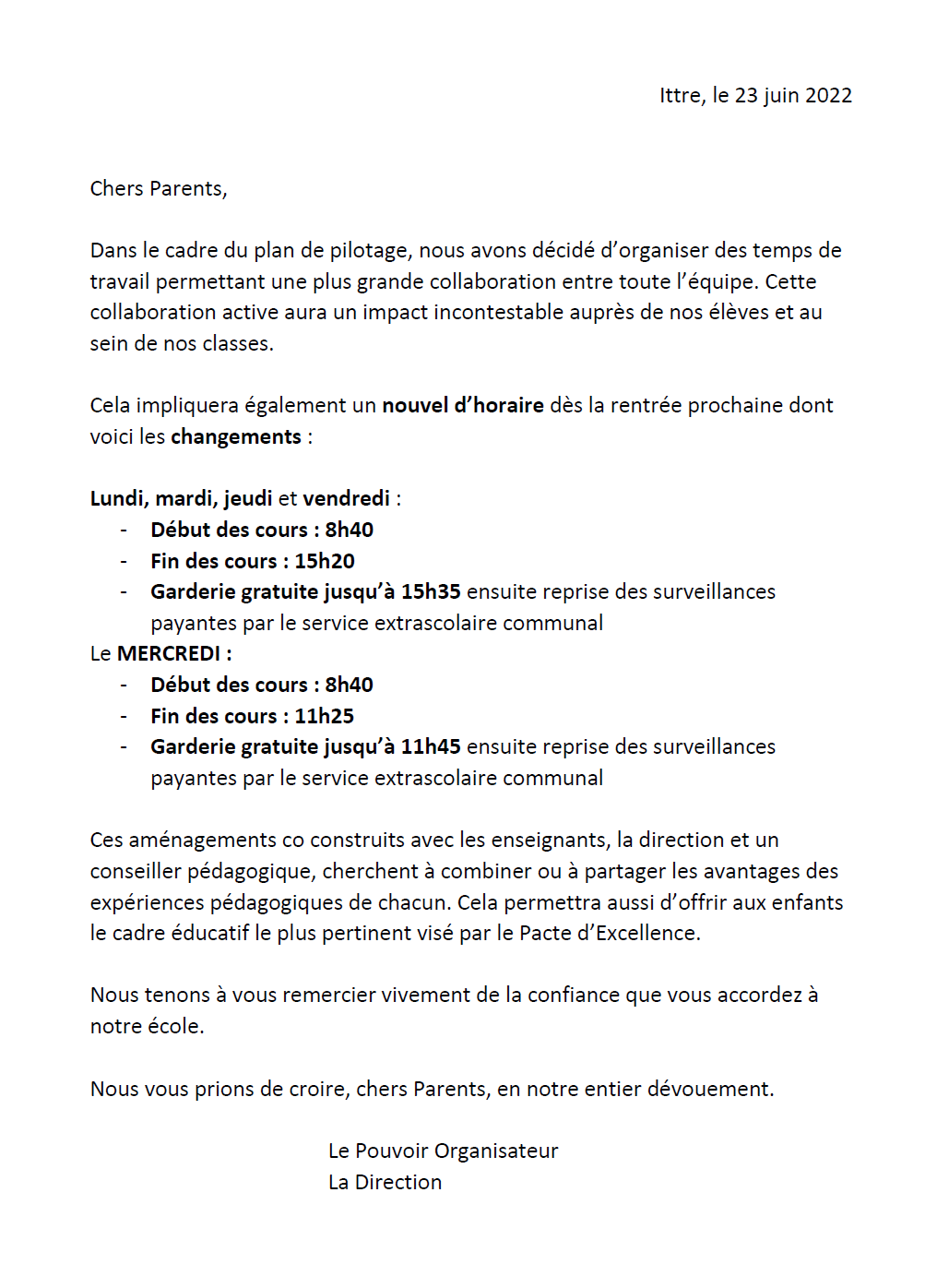 Horaire 22 23