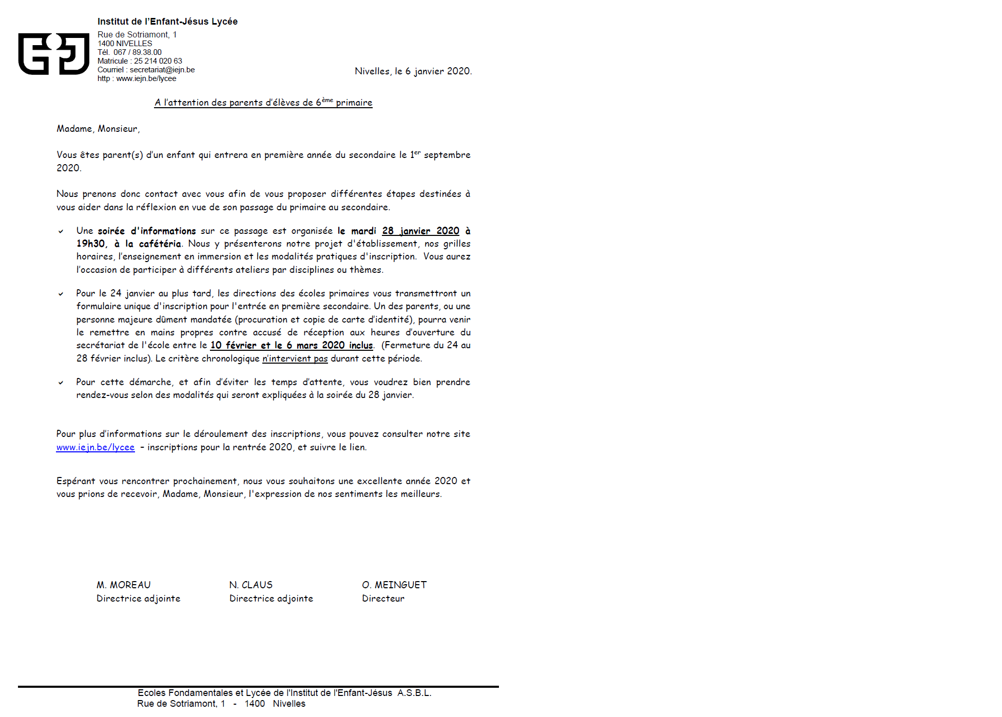 Lettre secondaire EJN