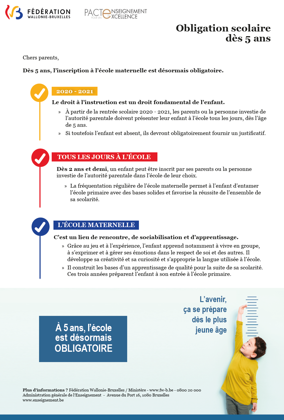 Obligation scolaire dès 5 ans