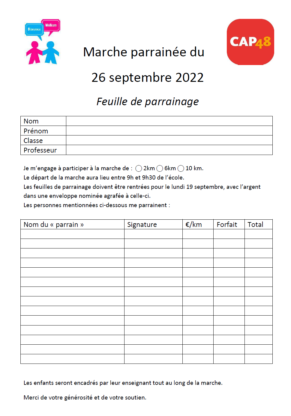 Feuille de parrainage